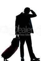 silhouette man business traveler man sad despair