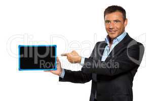 one  business man pointing blackboard message copy space