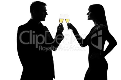 one couple man and woman drinking champagne partying toasting