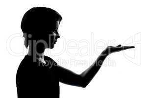 one young teenager boy or girl silhouette empty hands open