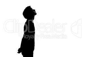 one young teenager boy or girl looking up silhouette