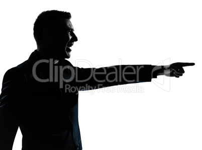 one business man poiting silhouette