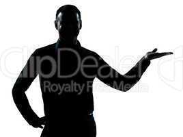 one business man hand open silhouette