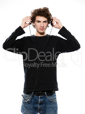 man listening  music