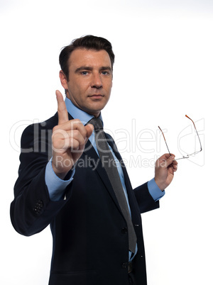 man professor teaching beckoning pointing empty copy space