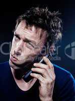 Funny Man Portrait Phoning