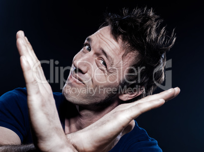 Funny Man Portrait time out gesture