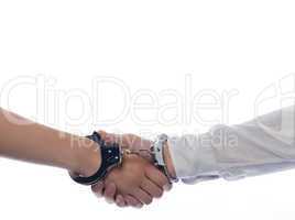 Handshake with handcuffs