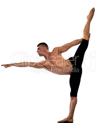Man portrait gymnastic stretch balance