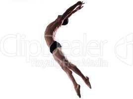 Man modern ballet dancer dancing gymnastic acrobatic jumping