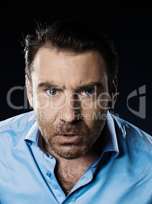 Man Portrait angry looking at camera