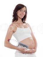 Pregnant Woman Portrait Holding Bottle of Water