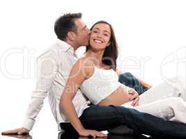 Couple Expecting Baby Kiss