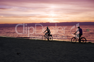 Bicyclists on the beach