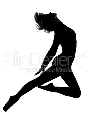 silhouette woman modern dancer  dancing jumping exercising worko