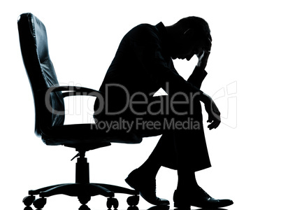 one business man  tired sad despair  silhouette