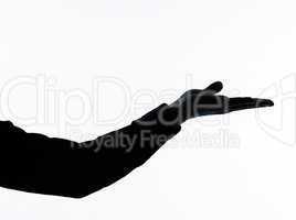 close up detail one man silhouette empty hand open