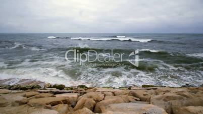 Waves on rocky coast