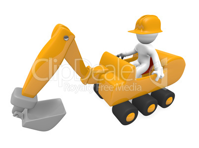 Worker with a digger
