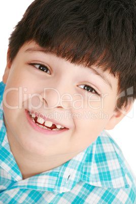 Photo of adorable young boy looking at camera