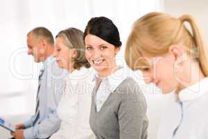 Interview business people young woman smiling