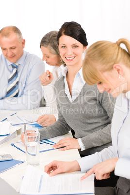 Business meeting teamwork young woman smiling