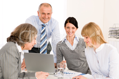Business team meeting people around table