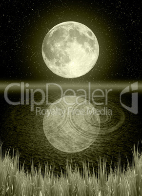 Full moon image with water