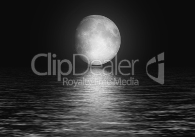 Full moon image with water