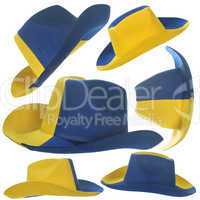 Set of yellow-blue cowboy hat