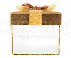 Open side wall of golden gift box