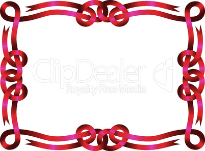 Red ribbon frame isolated on white background