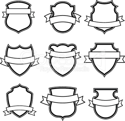 shield with ribbon collection set isolated