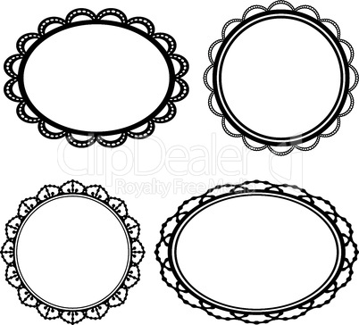 Set of frame oval lace black silhouette