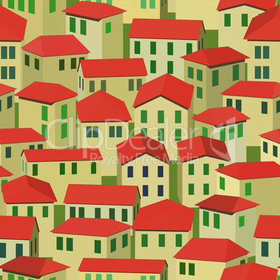 seamless red roof of old Mediterranean town