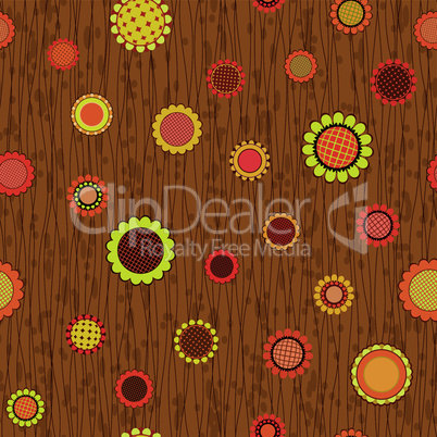 abstract warm color flowers seamless background pattern