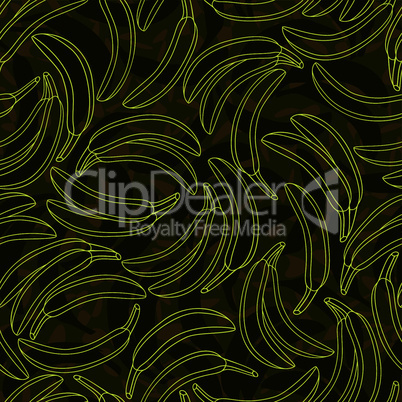 yellow banana contour seamless beckground pattern