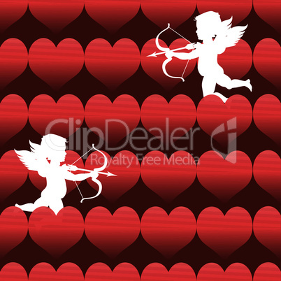 cupid with heart seamless background pattern