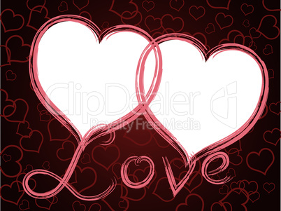 two hearts love frame pattern background