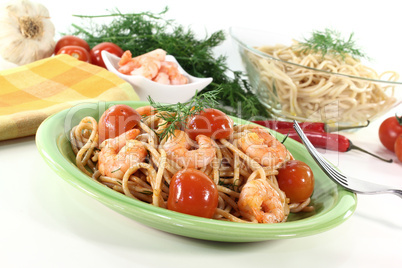 frische Spaghetti mit Shrimps