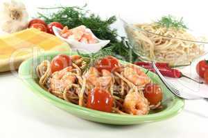 frische Spaghetti mit Shrimps