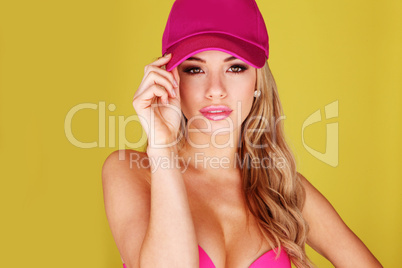 Busty Blonde In Pink Cap
