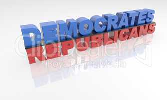 Democrate adn Republican party 3D text XXXL red and blue
