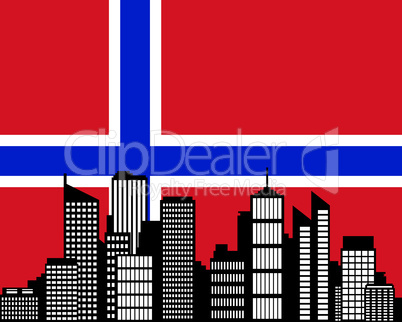 City und Fahne von Norwegen