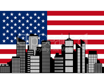 City und Fahne der USA