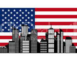 City und Fahne der USA