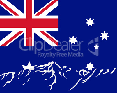 Gebirge mit Fahne von Australien