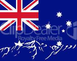 Gebirge mit Fahne von Australien