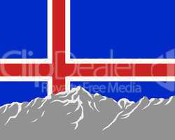 Gebirge mit Fahne von Island
