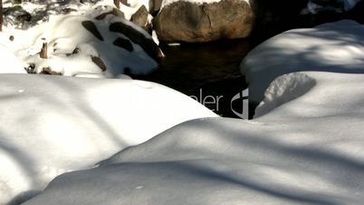 Mountain river snow blanket